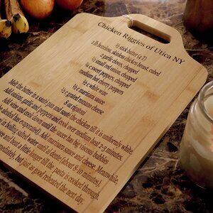 Utica NY Chicken Riggies Recipe Engraved Cutting Board
